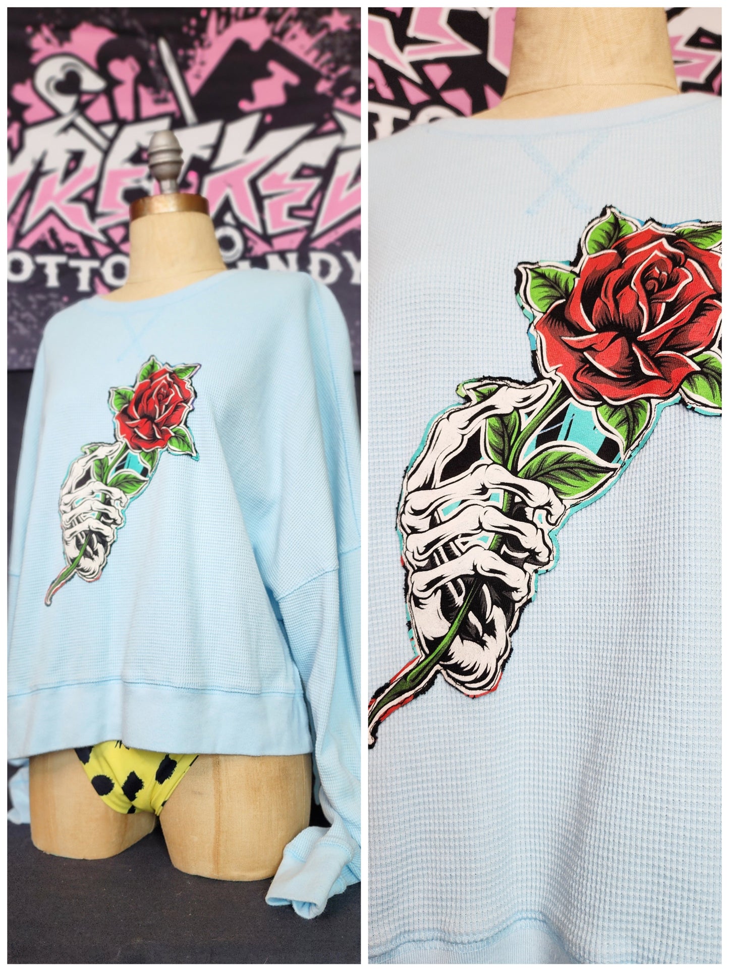 Skelli Hand with Rose Thermal Shirt